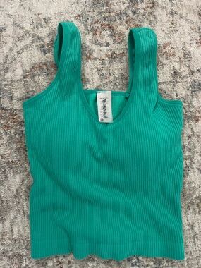 Ribbed Scoop Neck Tank Top in Teal